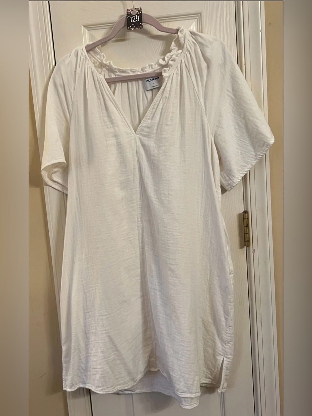Old Navy Women's Vee Neck White Gauze Dress